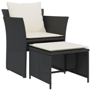 vidaXL Sill&oacute;n de jard&iacute;n con reposapi&eacute;s rat&aacute;n sint&eacute;tico negro