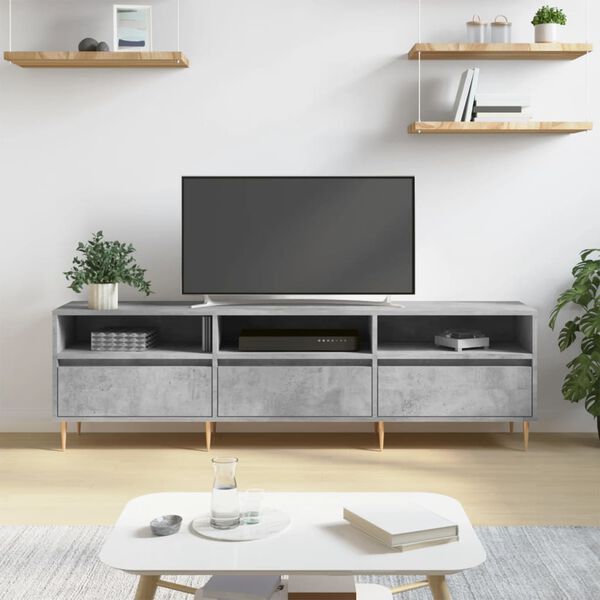 vidaXL Mueble de TV madera contrachapada gris hormig&oacute;n 150x30x44,5 cm