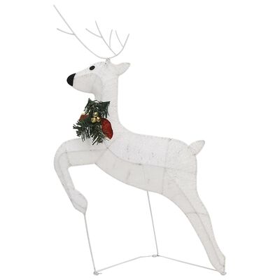 vidaXL Decoración navideña de renos y trineo de jardín blanco 60 LED