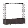 vidaXL Cama elevada con trellis y techo Marr&oacute;n 204 x 40 x 138 cm PP