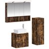 vidaXL Juego de muebles de ba&ntilde;o 4 pcs Roble Ahumado