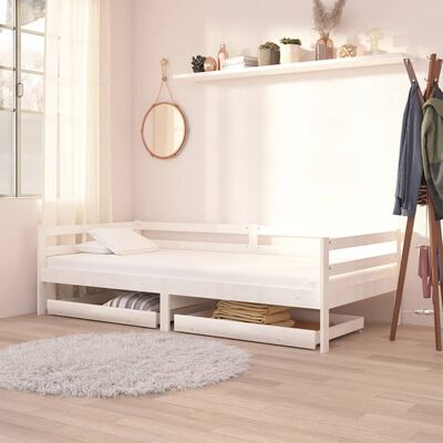 vidaXL Cajones para sofá cama 2 piezas blanco madera maciza de pino