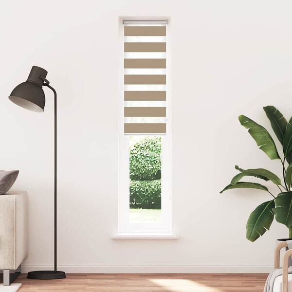 vidaXL Estor cebra marr&oacute;n arena tejido ancho 35,9 cm poli&eacute;ster