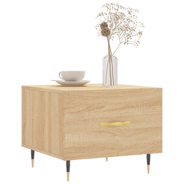 vidaXL Mesa de centro madera contrachapada roble Sonoma 50x50x40 cm
