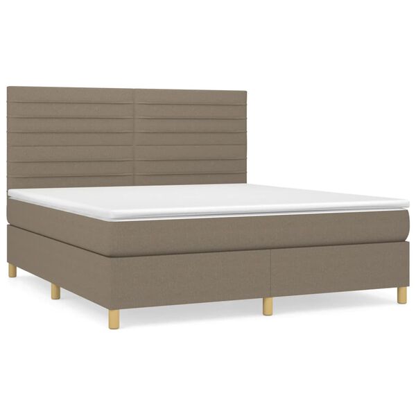 vidaXL Cama box spring con colch&oacute;n tela gris taupe 180x200 cm