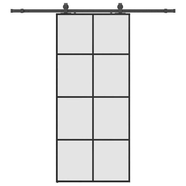 vidaXL Puerta corredera con set herrajes negro 90x205 cm vidrio ESG