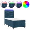 vidaXL Cama box spring colch&oacute;n y LED terciopelo azul oscuro 90x190 cm