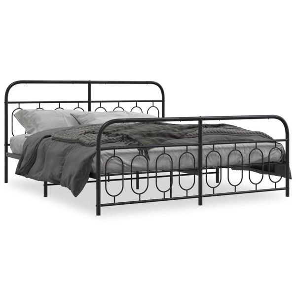 vidaXL Estructura cama sin colch&oacute;n con estribo metal negro 183x213 cm