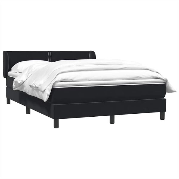 vidaXL Cama box spring con colch&oacute;n terciopelo negro 160x220 cm