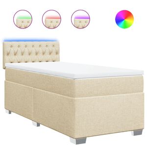 vidaXL Cama box spring con colch&oacute;n tela color crema 80x200 cm