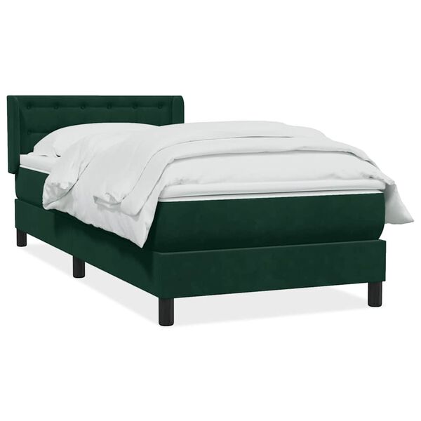 vidaXL Cama box spring con colch&oacute;n terciopelo verde oscuro 80x220 cm
