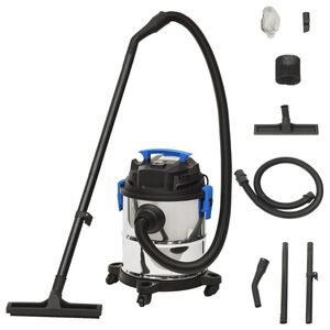 vidaXL Aspirador en seco y h&uacute;medo plateado 1200 W 20 L