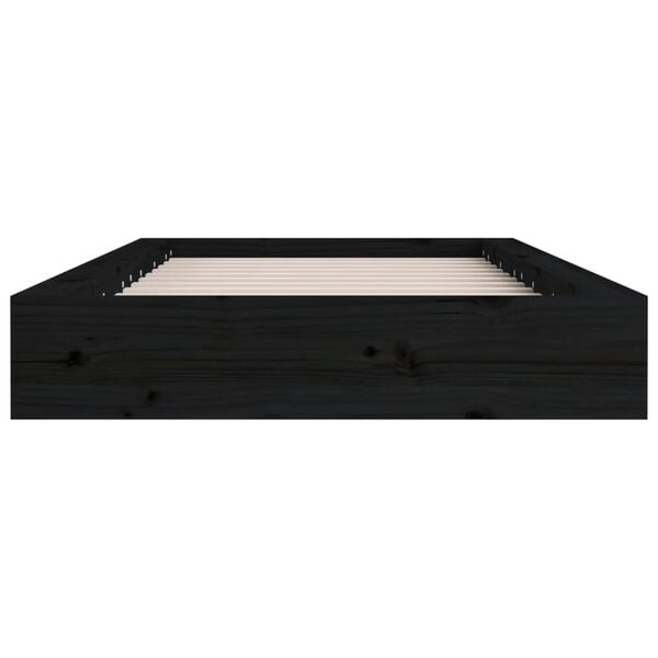 vidaXL Estructura de cama doble de madera maciza negro 135x190 cm