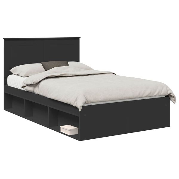 vidaXL Estructura de cama Negro 120 x 200 cm Madera de pino macizo