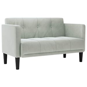 vidaXL Sof&aacute; de dos plazas gris claro de terciopelo de 111 cm