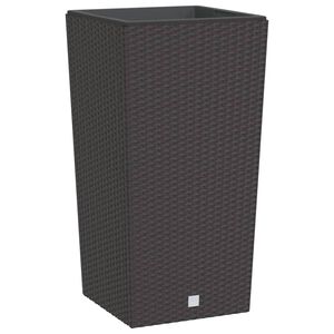 vidaXL Macetero con interior extra&iacute;ble PP rat&aacute;n marr&oacute;n 21/49 L
