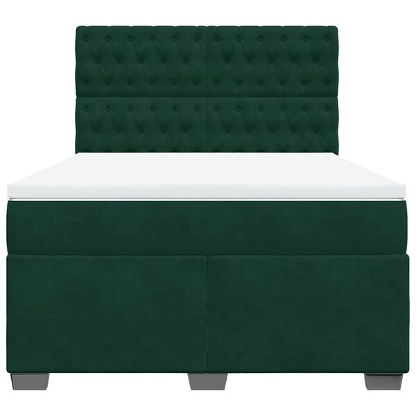 vidaXL Cama box spring con colch&oacute;n terciopelo verde oscuro 160x200 cm