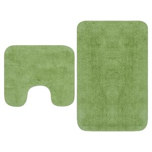 vidaXL Conjunto de alfombrillas de ba&ntilde;o de tela 2 piezas verde