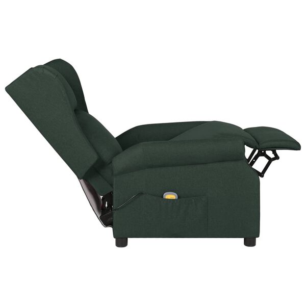 vidaXL Sill&oacute;n de masaje el&eacute;ctrico tela verde oscuro