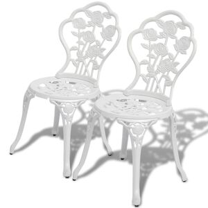vidaXL Sillas de jard&iacute;n bistr&oacute; 2 unidades aluminio fundido blanco