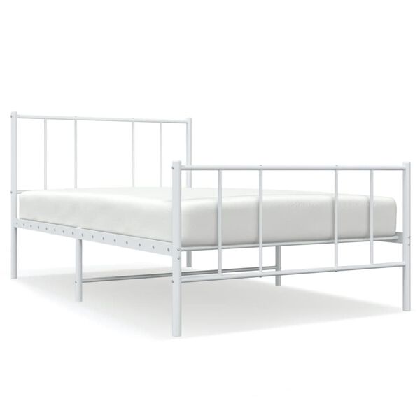 vidaXL Estructura cama sin colch&oacute;n con estribo metal blanco 107x203 cm