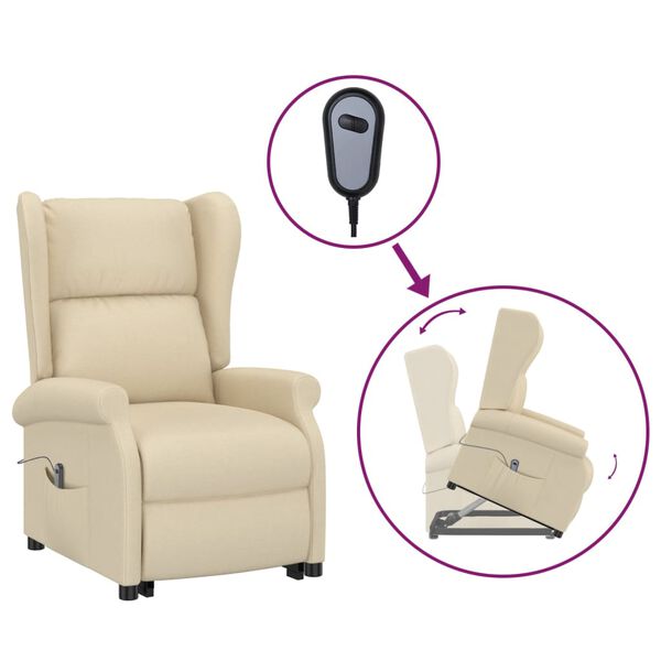 vidaXL Sill&oacute;n elevable tela crema