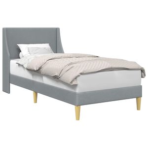 vidaXL Estructura de cama con cabecera Gris Claro 90 x 200 cm tela