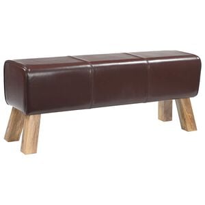 vidaXL Banco 110 x 30 x 45 cm Cuero Real Marr&oacute;n Oscuro