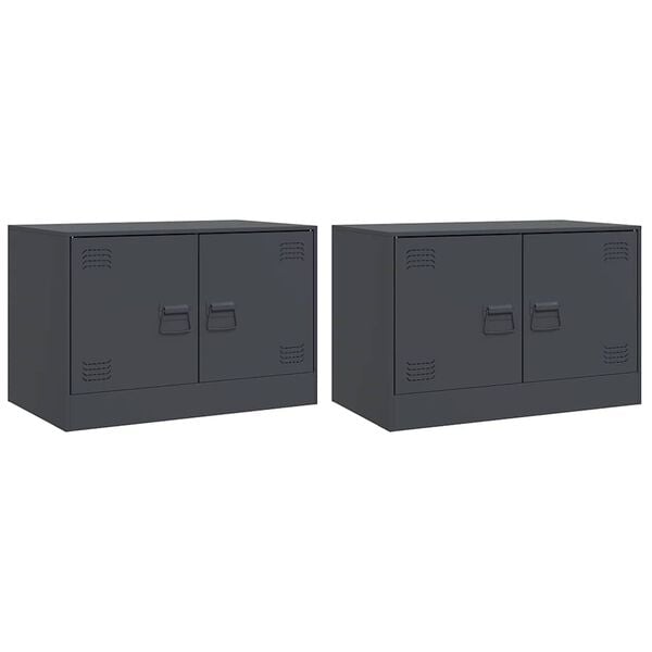 vidaXL Muebles para TV 2 unidades acero gris antracita 67x39x44 cm