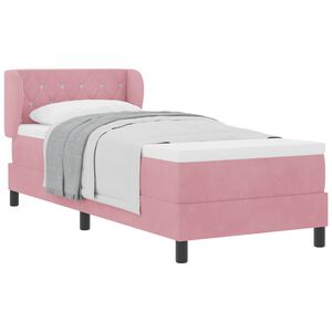 vidaXL Cama tipo Box Spring con colch&oacute;n Rosa 80 x 200 cm Terciopelo