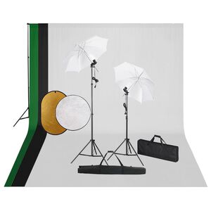 vidaXL Kit de estudio fotogr&aacute;fico con l&aacute;mparas, fondo y reflector