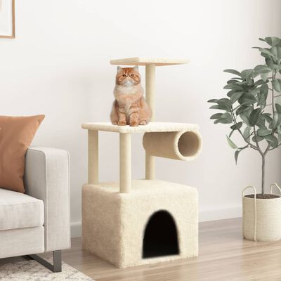 vidaXL Rascador para gatos con postes de sisal color crema 109,5 cm