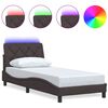 vidaXL Estructura de cama con LED sin colch&oacute;n marr&oacute;n oscuro 80x200 cm