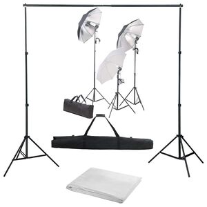 vidaXL Kit de estudio fotogr&aacute;fico con set de luces y fondo