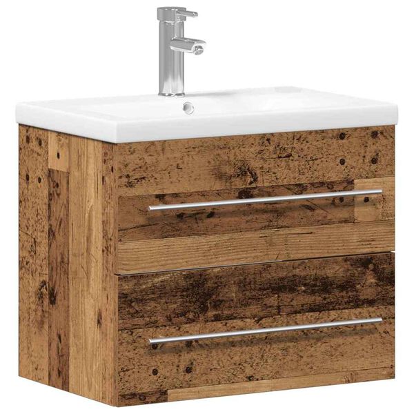 vidaXL Gabinete de Lavabo para Baño con cajón 2 pcs Madera Vieja