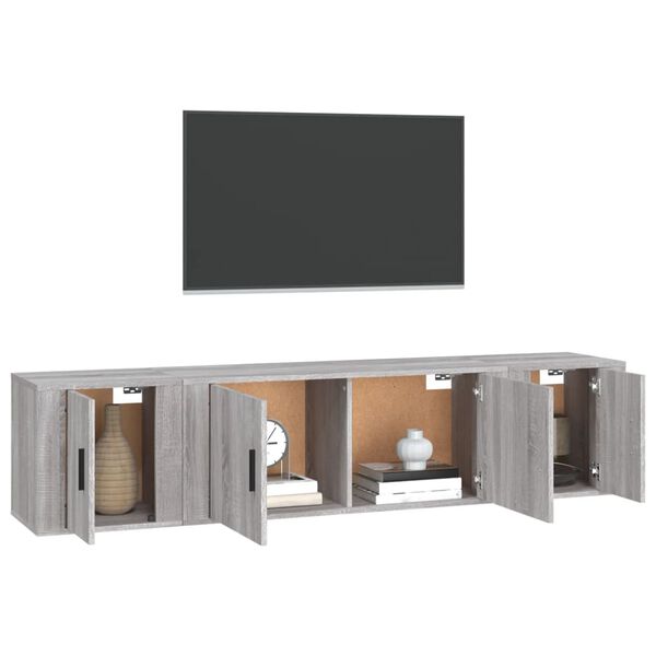 vidaXL Set de muebles para TV 3 pzas madera contrachapada gris Sonoma