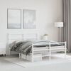 vidaXL Estructura cama sin colch&oacute;n con estribo metal blanco 135x190 cm