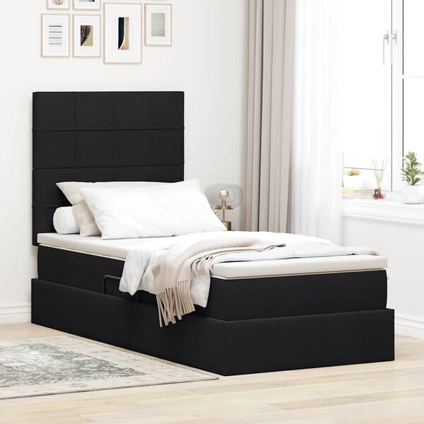 vidaXL Cama con almacenamiento y LED Negro 100 x 200 cm Terciopelo