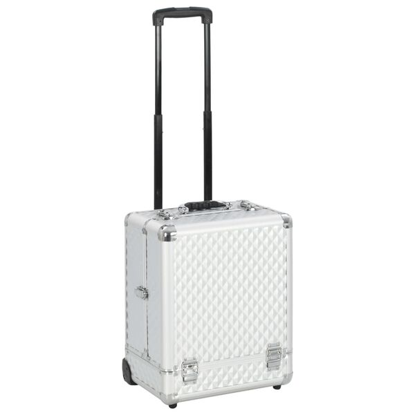 vidaXL Malet&iacute;n trolley de maquillaje aluminio plateado 35x29x45 cm
