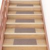 vidaXL Felpudos autoadhesivos para escaleras, 15 unidades, 60 x 25 cm, color marr&oacute;n claro, rectangulares