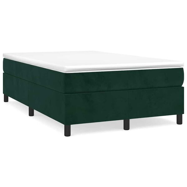 vidaXL Cama box spring con colch&oacute;n terciopelo verde oscuro 120x200 cm