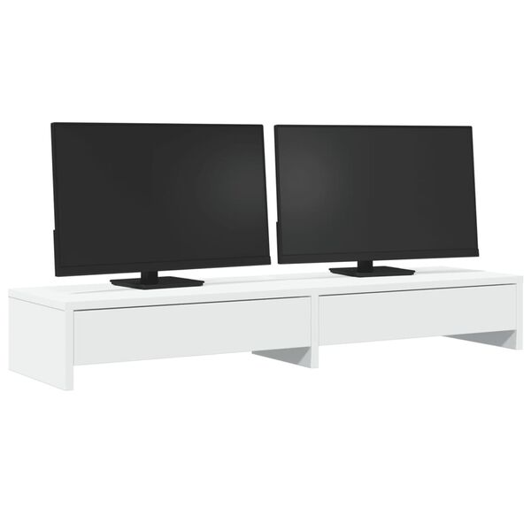 vidaXL Soporte para monitor con cajones blanco 100x27x15 cm madera de ingenier&iacute;a