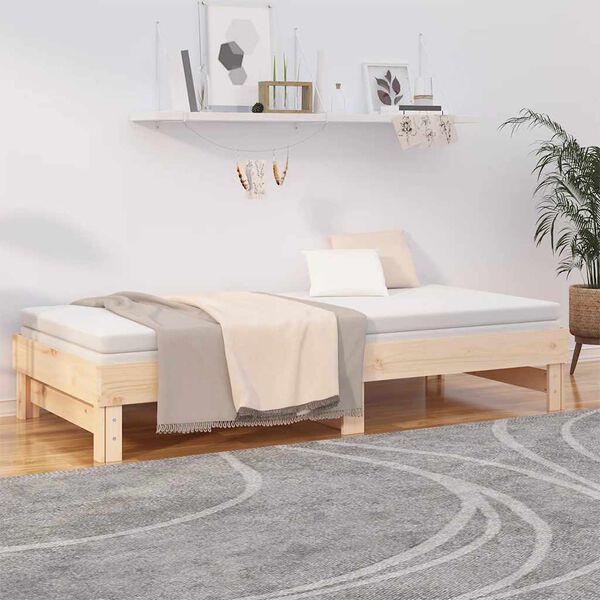 vidaXL Sof&aacute; cama extra&iacute;ble madera maciza de pino 2x(80x200) cm