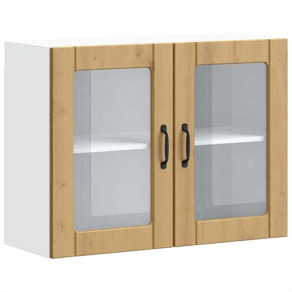 vidaXL Armario pared cocina puerta de cristal Lucca roble artesanal
