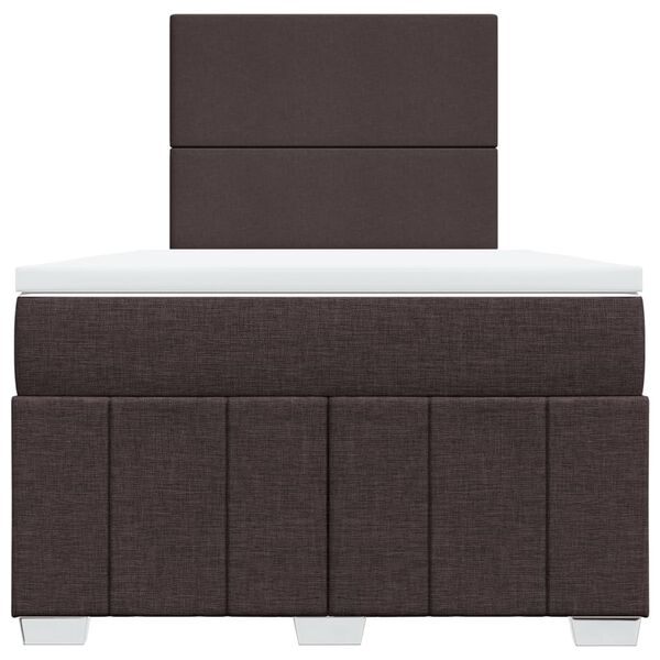 vidaXL Cama box spring con colch&oacute;n tela marr&oacute;n oscuro 120x190 cm
