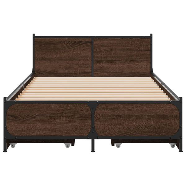 vidaXL Cama con cajones madera de ingenier&iacute;a marr&oacute;n roble 75x190 cm