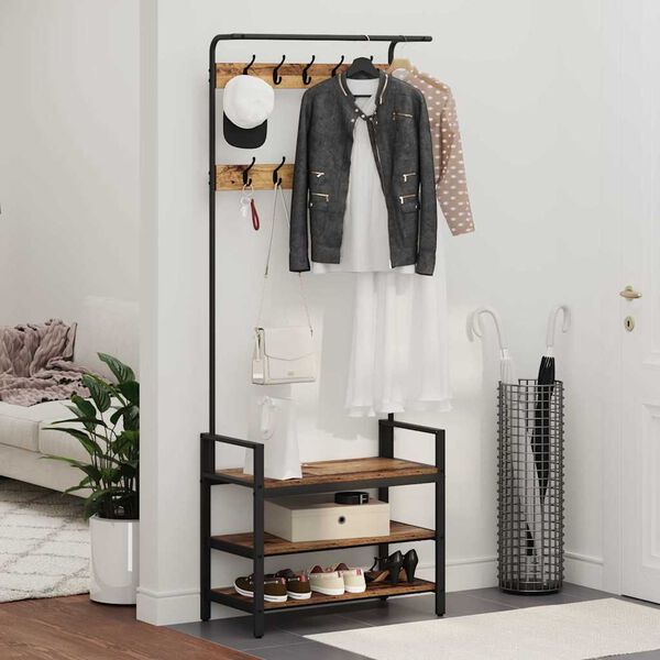 vidaXL Perchero Madera vieja 75 x 34 x 184 cm Madera de ingenier&iacute;a