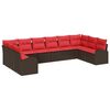 vidaXL Conjunto de sof&aacute;s de jard&iacute;n con coj&iacute;n 10 pcs Marr&oacute;n y Rojo