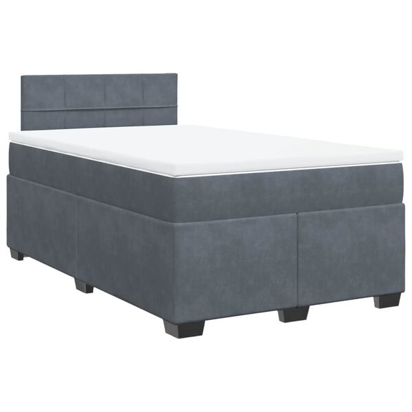 vidaXL Cama box spring con colch&oacute;n terciopelo gris oscuro 120x200 cm