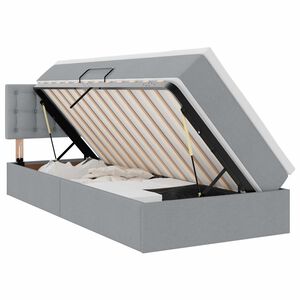 vidaXL Cama con almacenamiento y LED Gris Claro 90 x 190 cm tela